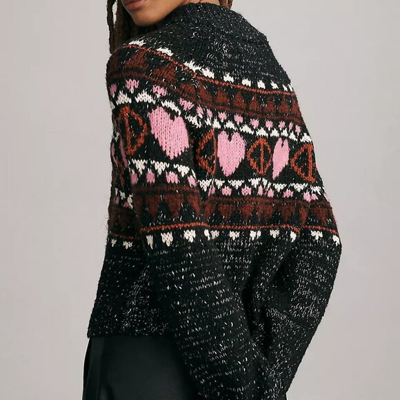 Pilcro Peace Love Icon Zip-Up Cardigan Sweater - Picture 2 of 16